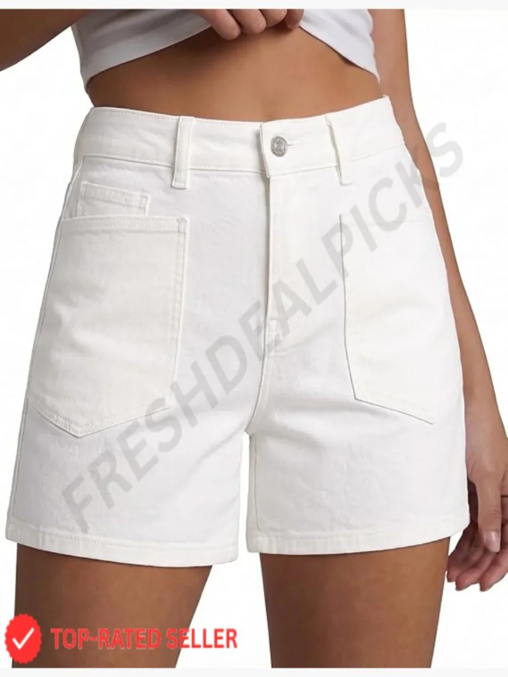High Waisted Stretchy Denim Shorts Trendy Jorts with Pockets Concert Outfits - Picture 1 of 7
